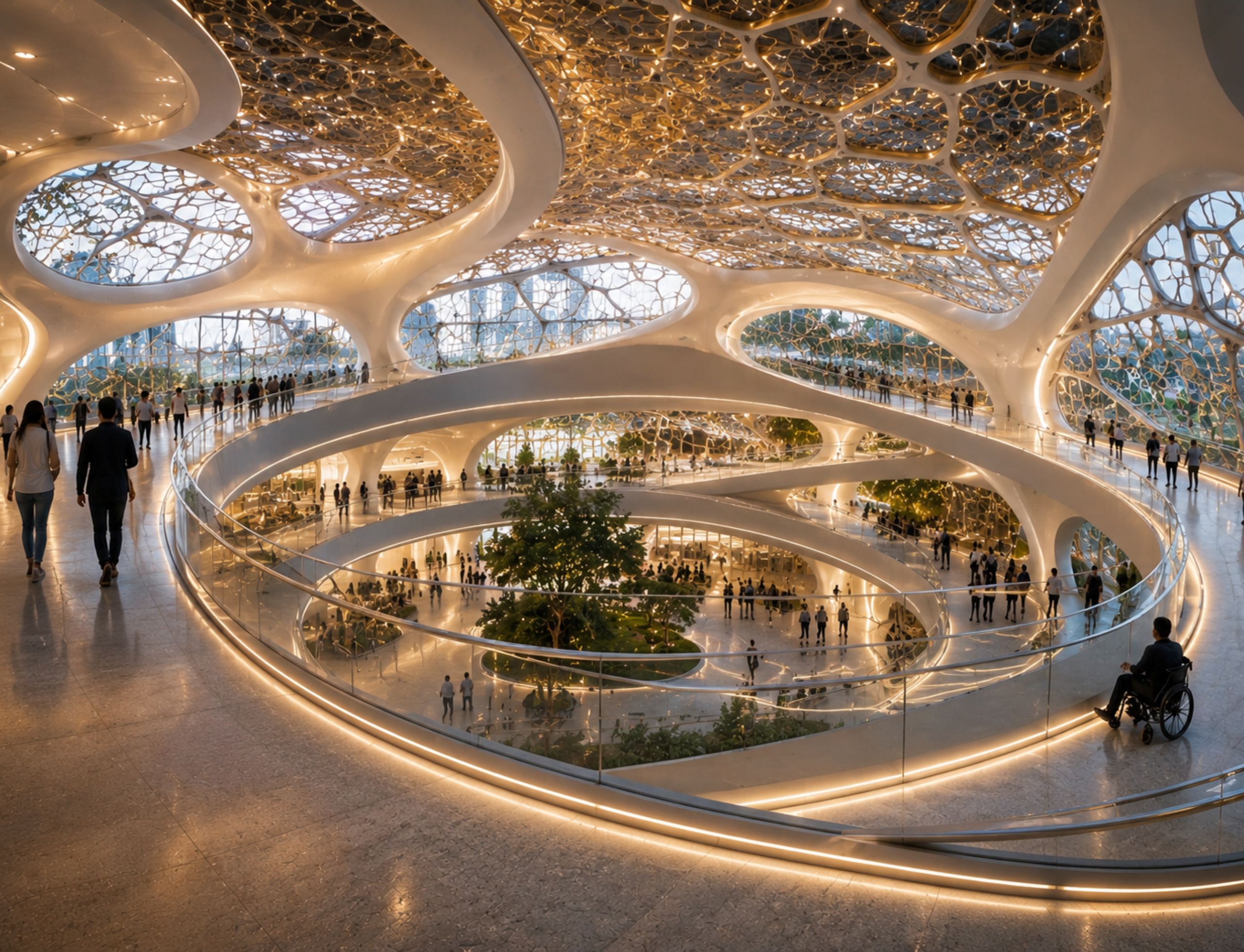 Futuristic circular ramp interior